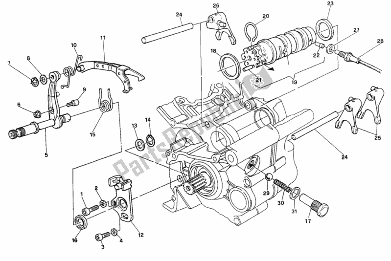 Todas as partes de Mecanismo De Mudança De Marcha do Ducati Supersport 900 SS USA 1993